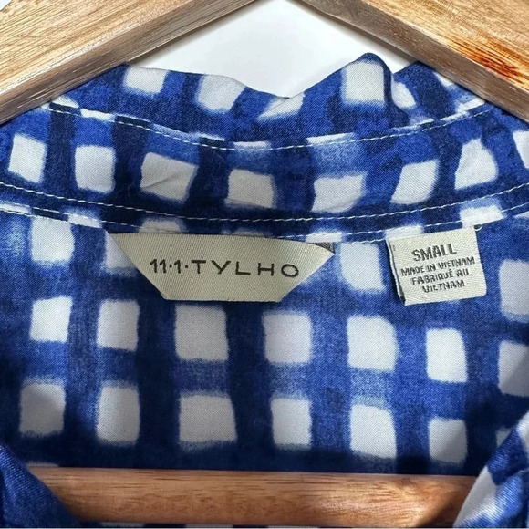 Anthropologie 11•1•TYLHO Adanne Blue Check Swing Blouse Top Size Small - Picture 6 of 10